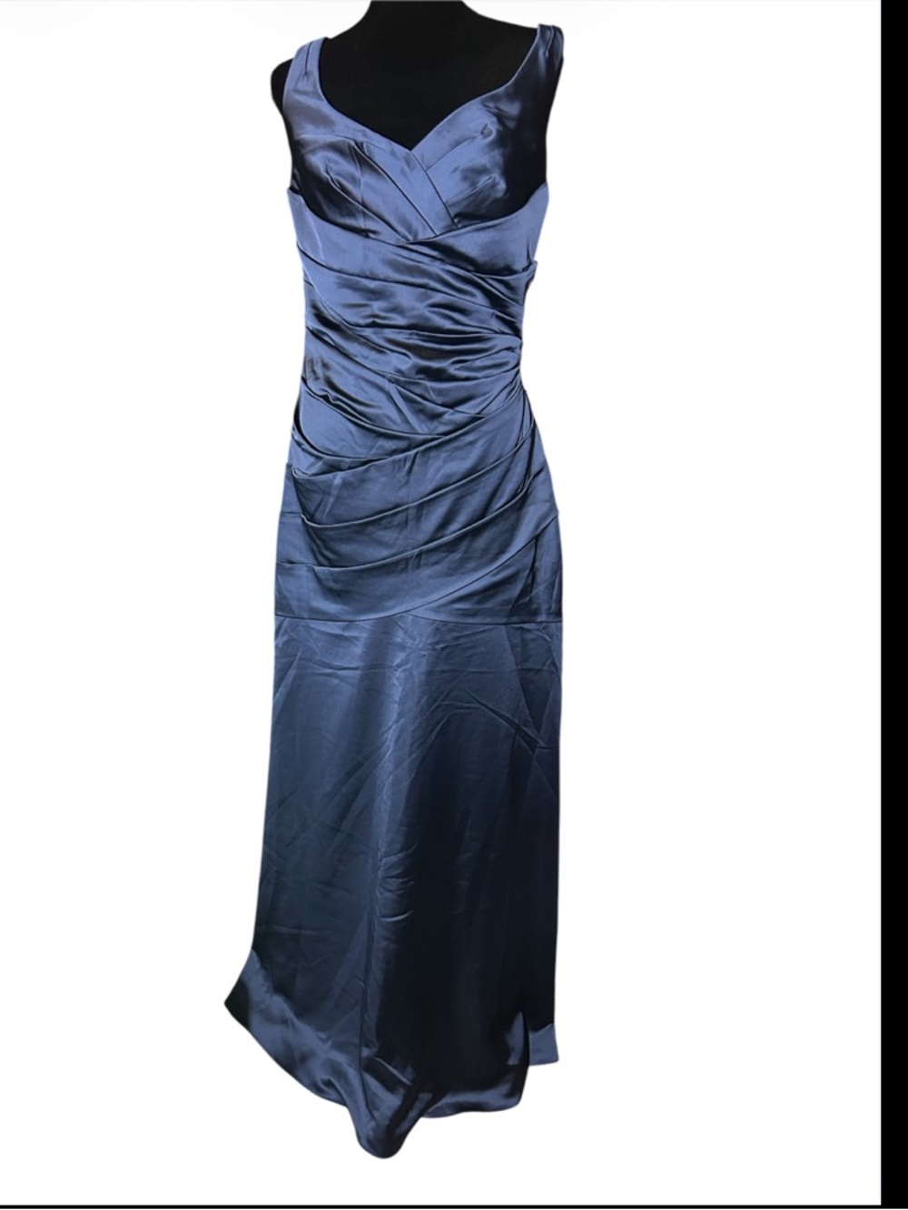 David's Bridal Marine‎ Satin Ruched Mermaid Gown F15652 Size 10 - Picture 2 of 8
